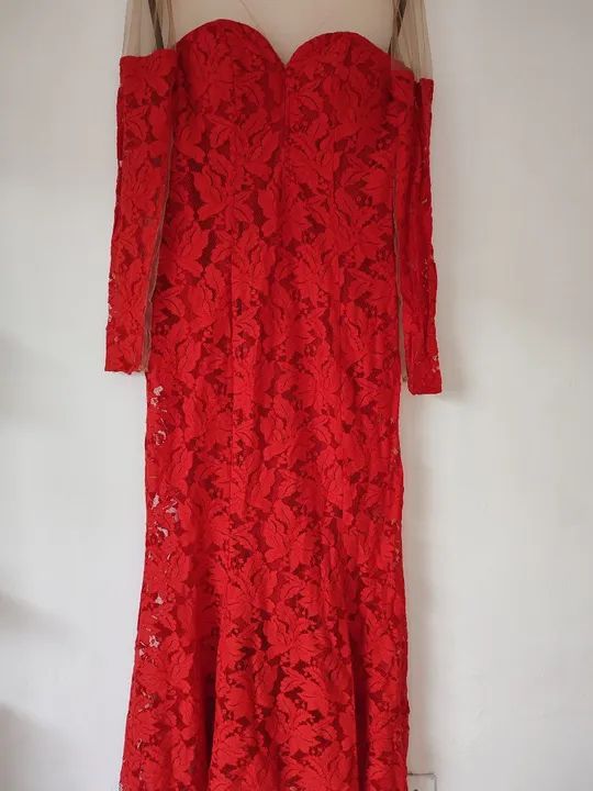 Vestido de renda vermelho longo - Foto 2