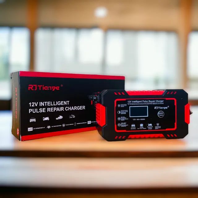 Carregador de bateria com display LCD visor digital 12V 6A