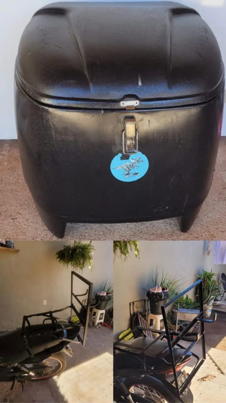 Baú para moto com suporte reforçado e Suporte para transportar escada .