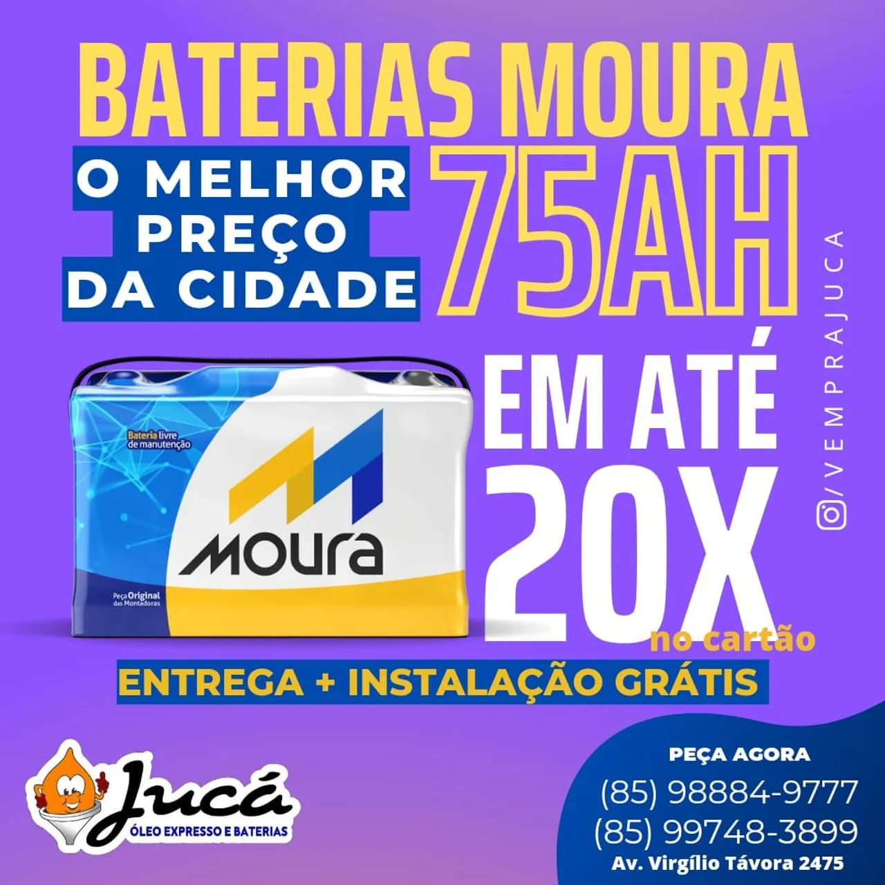 Bateria 75ah da Moura Onix plus automático 