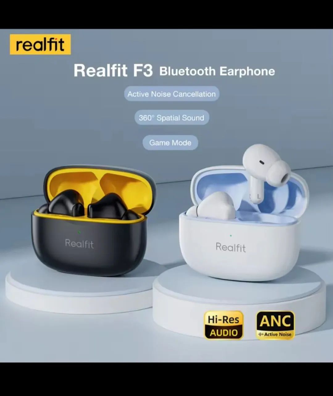 Realfit F3 - Fone de Ouvido Bluetooth com ANC