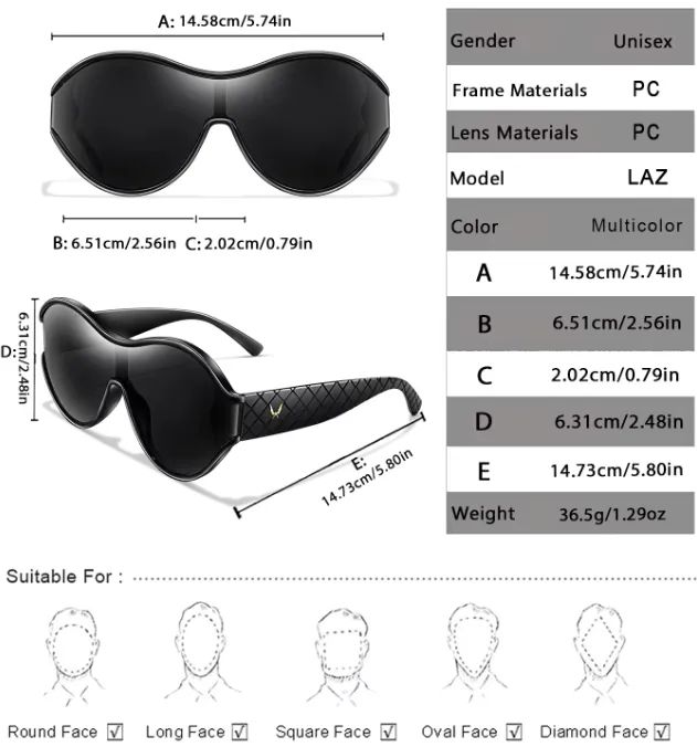 Óculos de sol redondos com lentes grandes, proteção UV - Foto 2