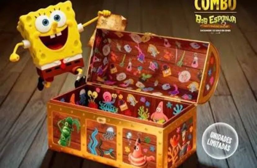 Baú Bob Esponja Calça Quadrada Balde de Pipoca em Metal Filme 2025 Oficial  - Foto 6