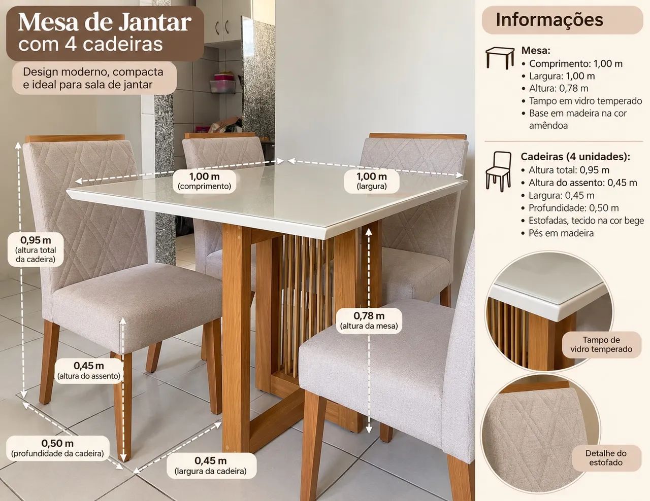 Mesa com 4 cadeiras 