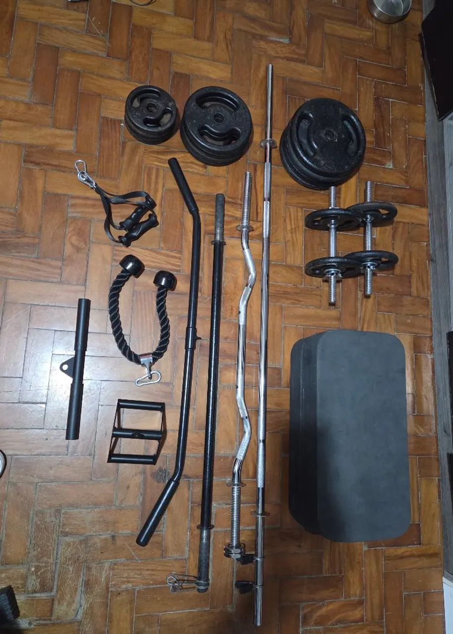 Kit Completo Academia em casa *80kg em anilhas*