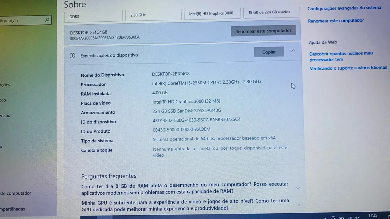 Notebook Samsung Core i3 Windows 10 SSD240Gb - Foto 4