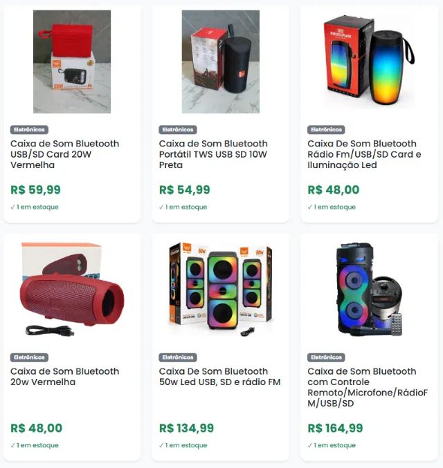 Caixas de Som Bluetooth Diversos Modelos e Tamanhos