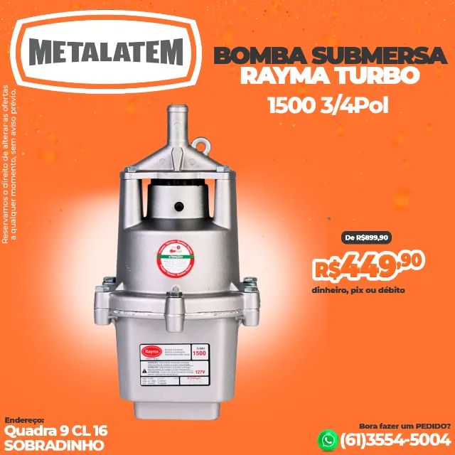 Bomba Submersa Rayma Turbo 1500 3/4?