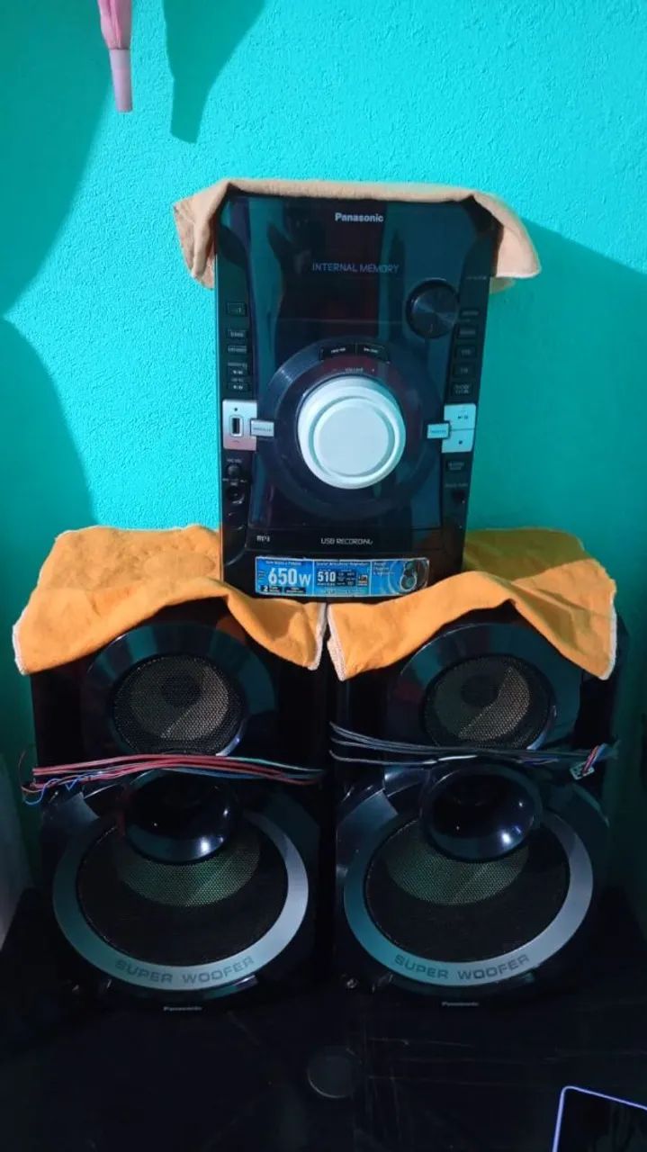 Som Parasonic 650W Com Caixas - Bluetooth Adaptado
