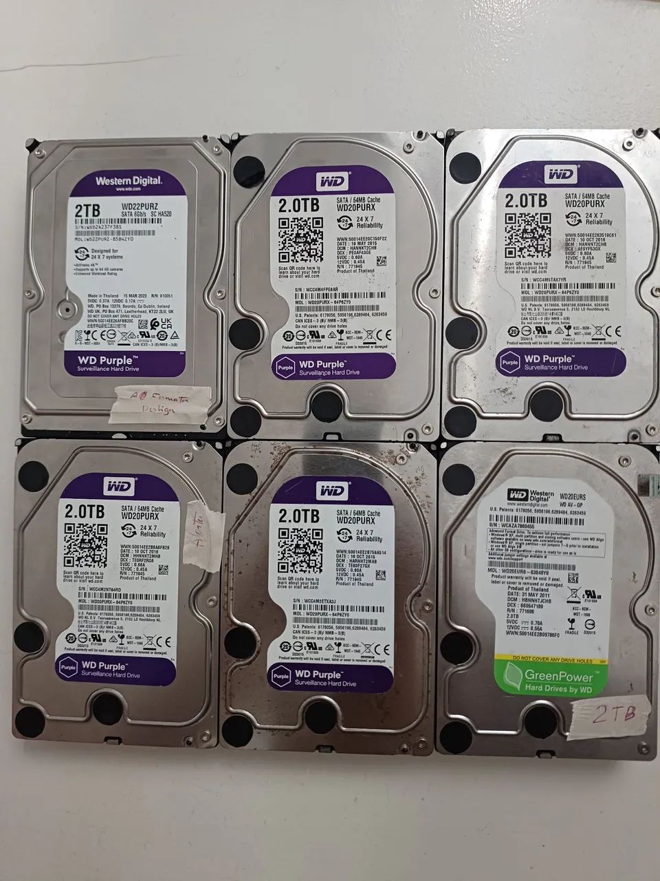 6 Hds 2TB WD Purple e Green defeito  - Foto 5