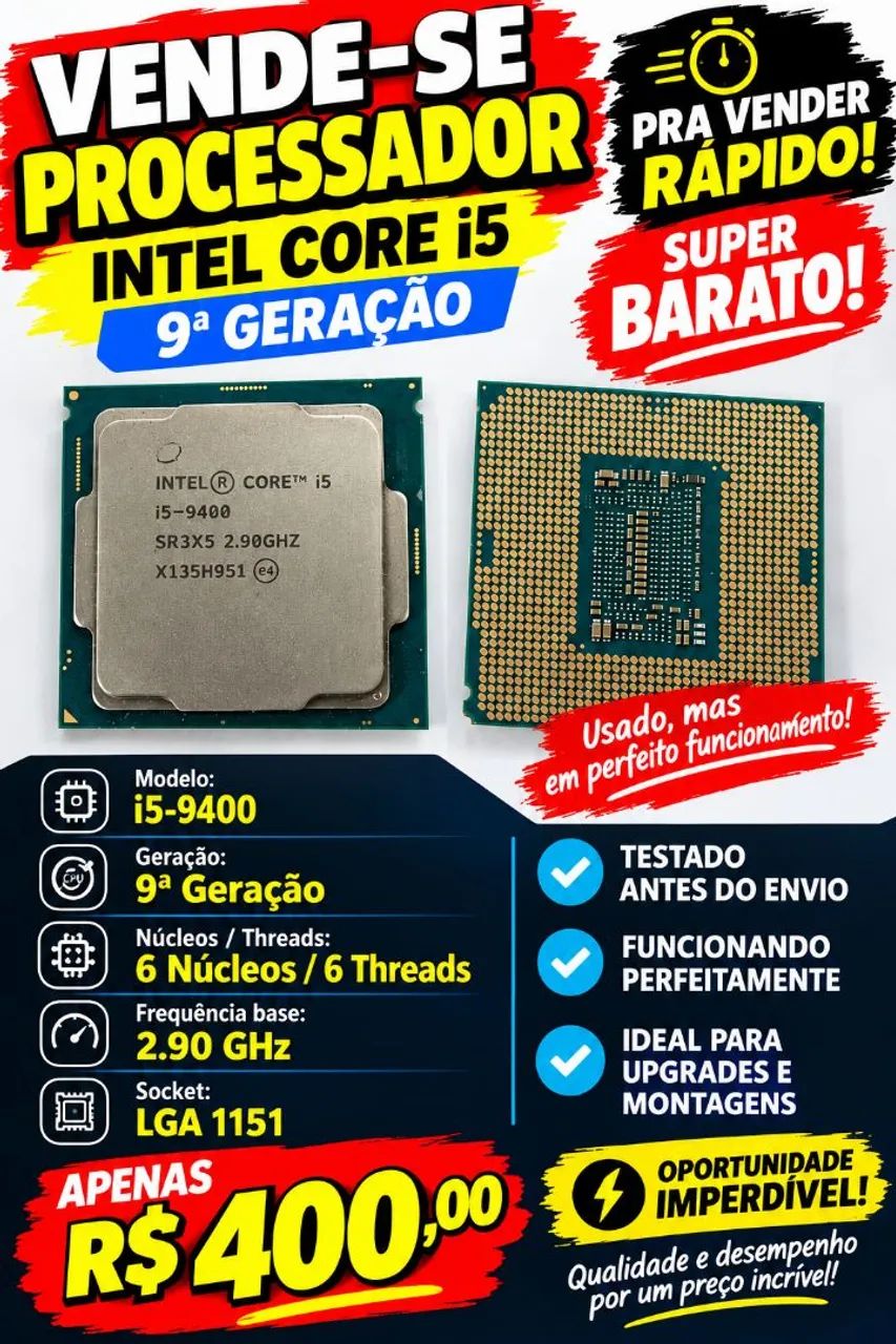 Processador Intel Core i5 9400 nona geração  - Foto 2