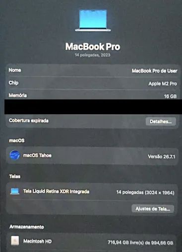 MacBook Pro 14" M2 Pro - 16GB RAM / 1TB SSD - Com Caixa e Acessórios - Foto 3