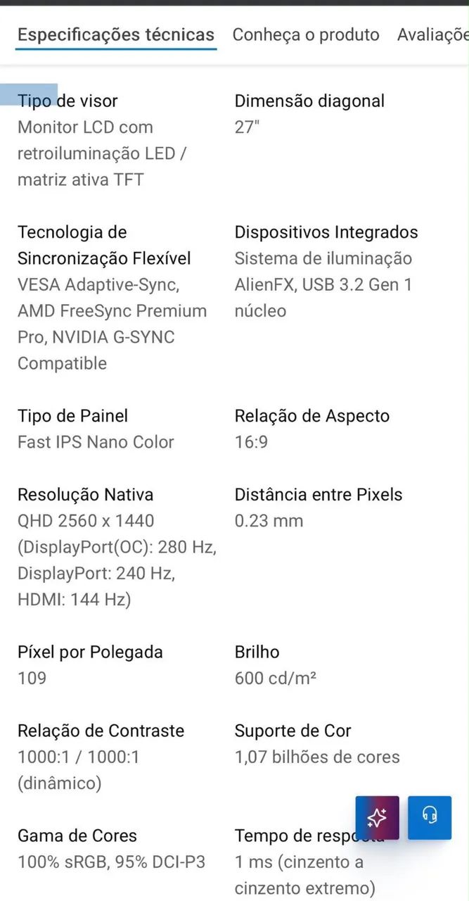 MONITOR TOP DELL ALIANWERE 27 POLEGADAS 280HZ  - Foto 4