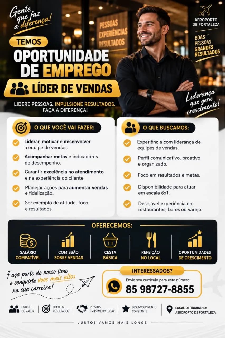Vaga para Líder de vendas 