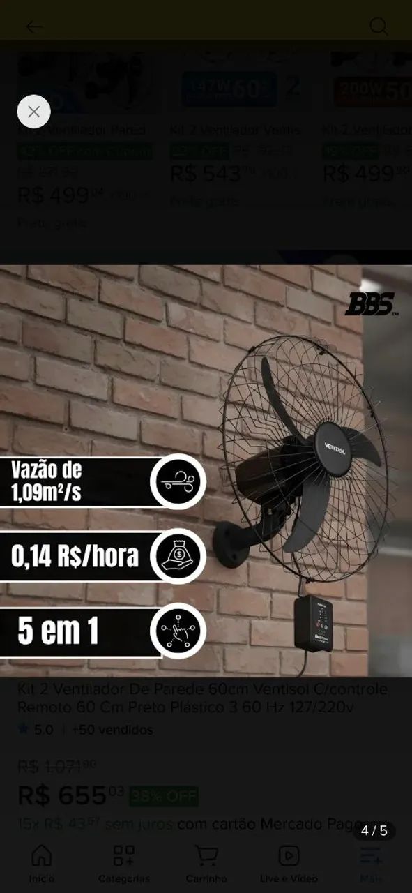 Ventilador ventisol de parede 60cm - Foto 3
