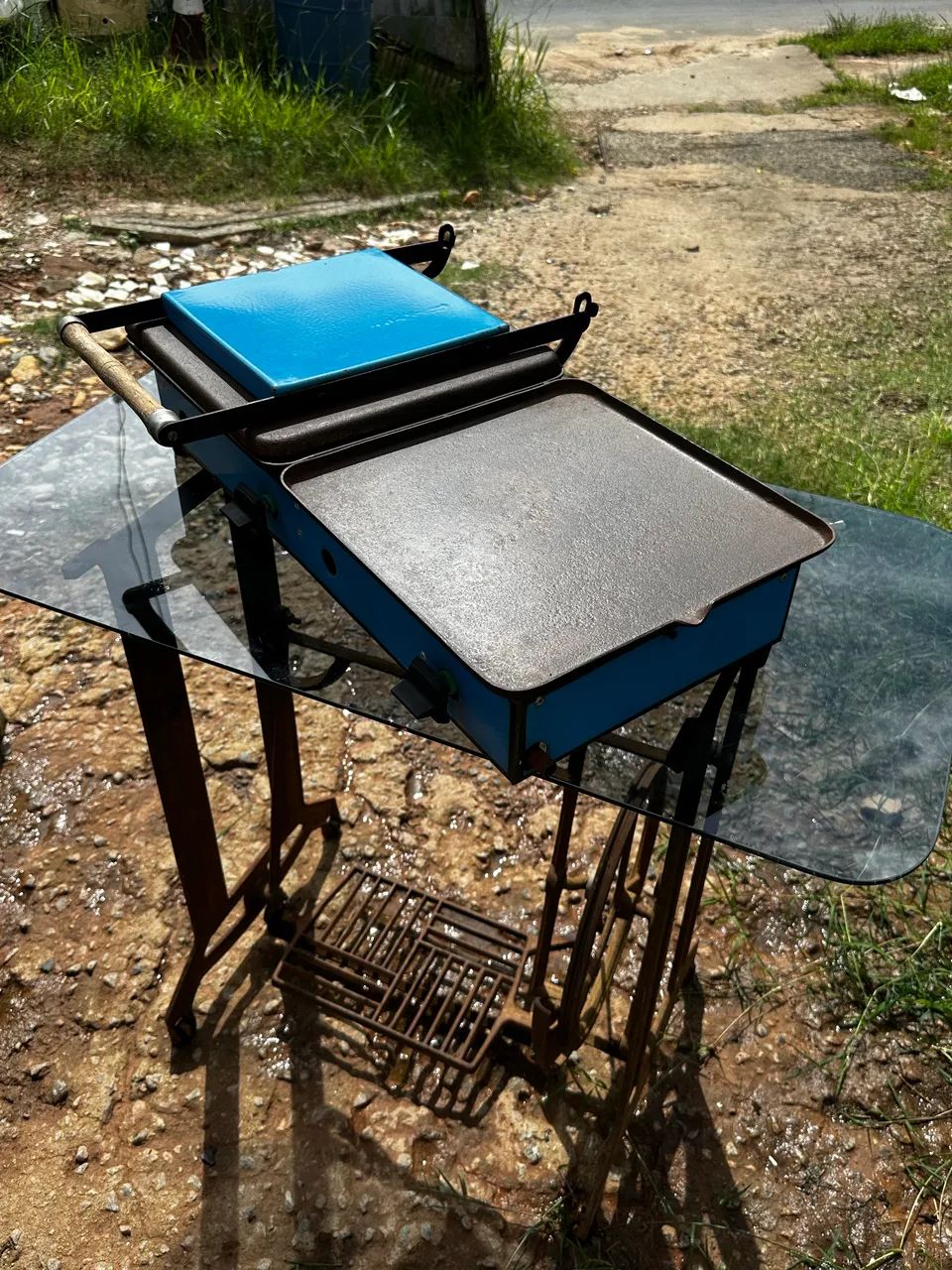 Chapa de lanches de ferro esmaltada 