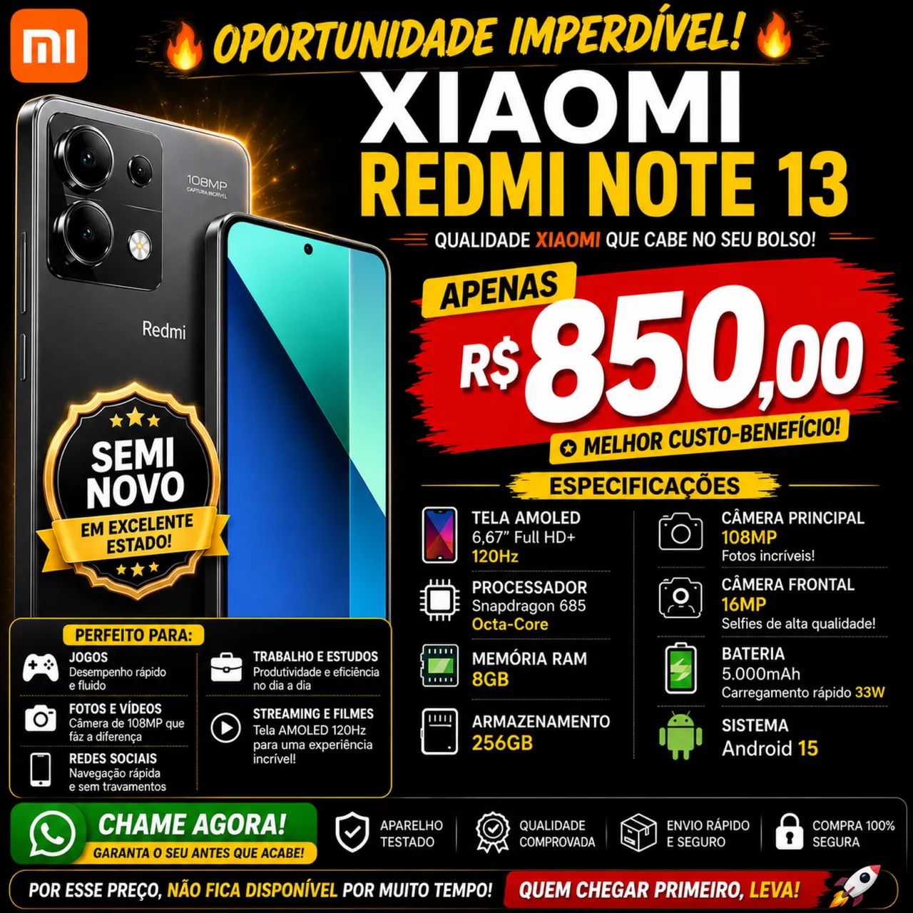 Xiaomi Redimi Note 13 - Semi Novo  - Foto 4