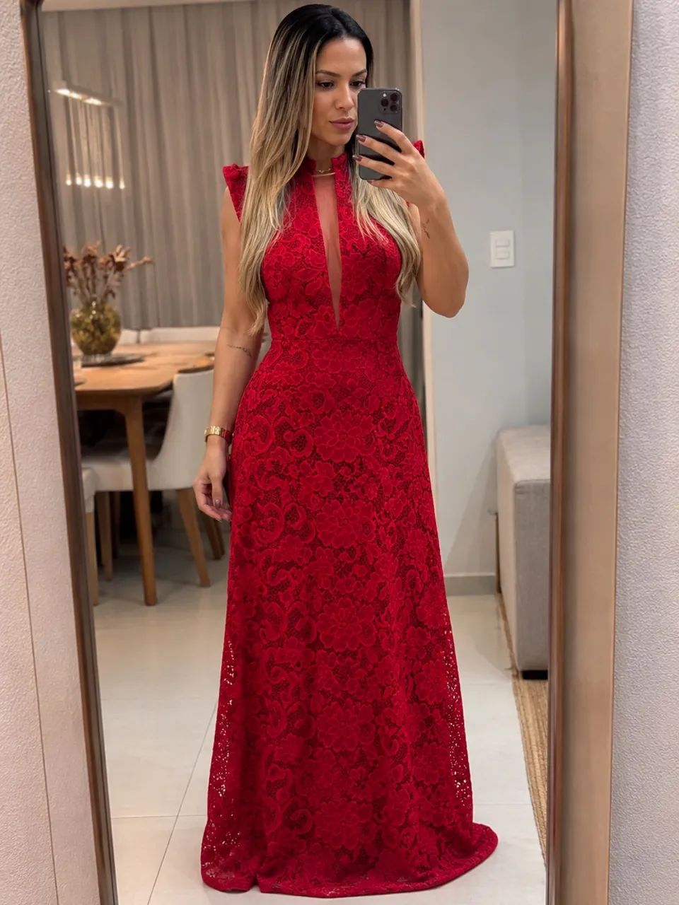 Vestido vermelho longo 