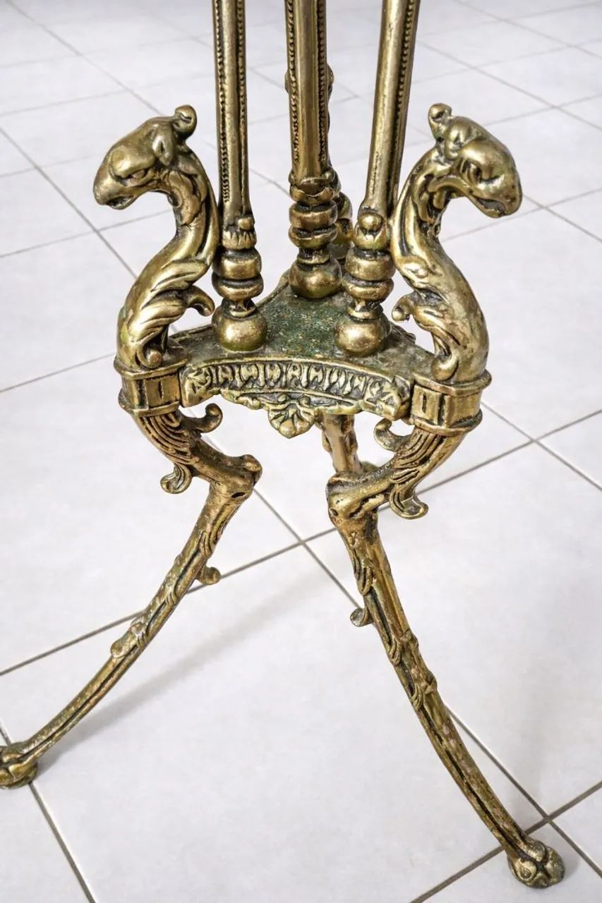 RELÍQUIA: Pedestal Art Nouveau em Bronze Maciço e Mármore - Foto 3