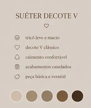 Suéter Feminino Bege Taupe Decote V - Básico e Elegante - Foto 2