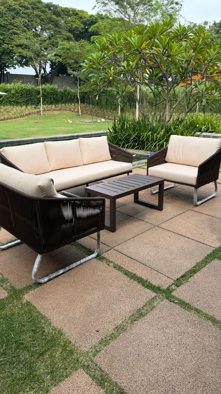 Moveis área externa sofá alumínio corda nautica área gourmet  - Foto 5