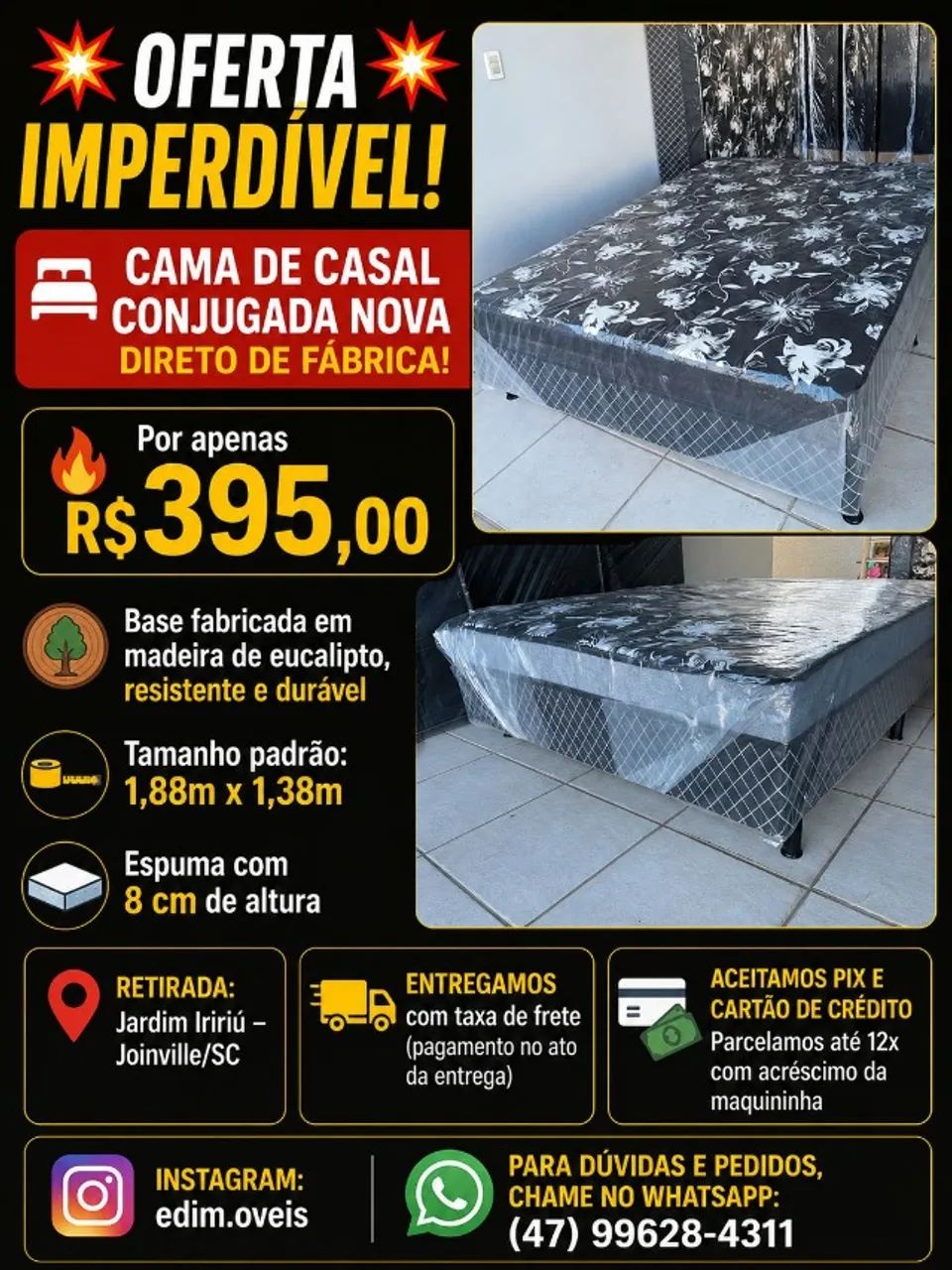 Cama de casal conjugada nova!