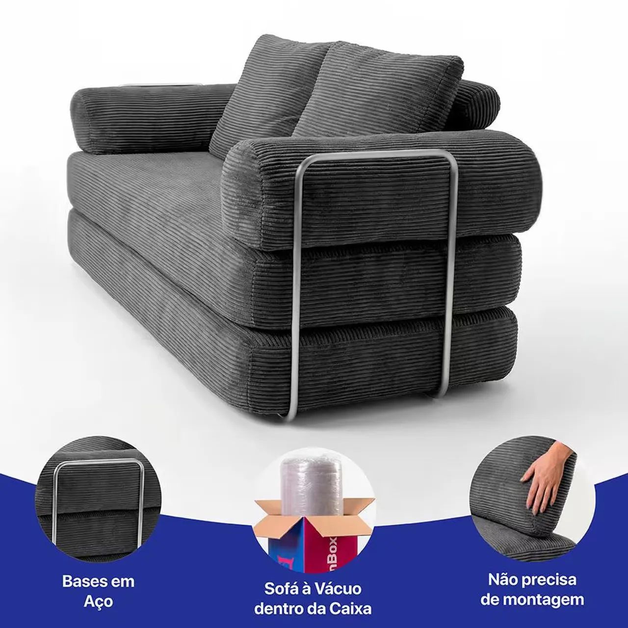 Sofá Cama3 lugares smart Box 1.88m ( Cama Inbox) - Foto 5