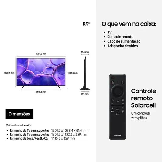 Smart TV Samsung Cristal 4k 85" U8100F Lacrada ! - Foto 2