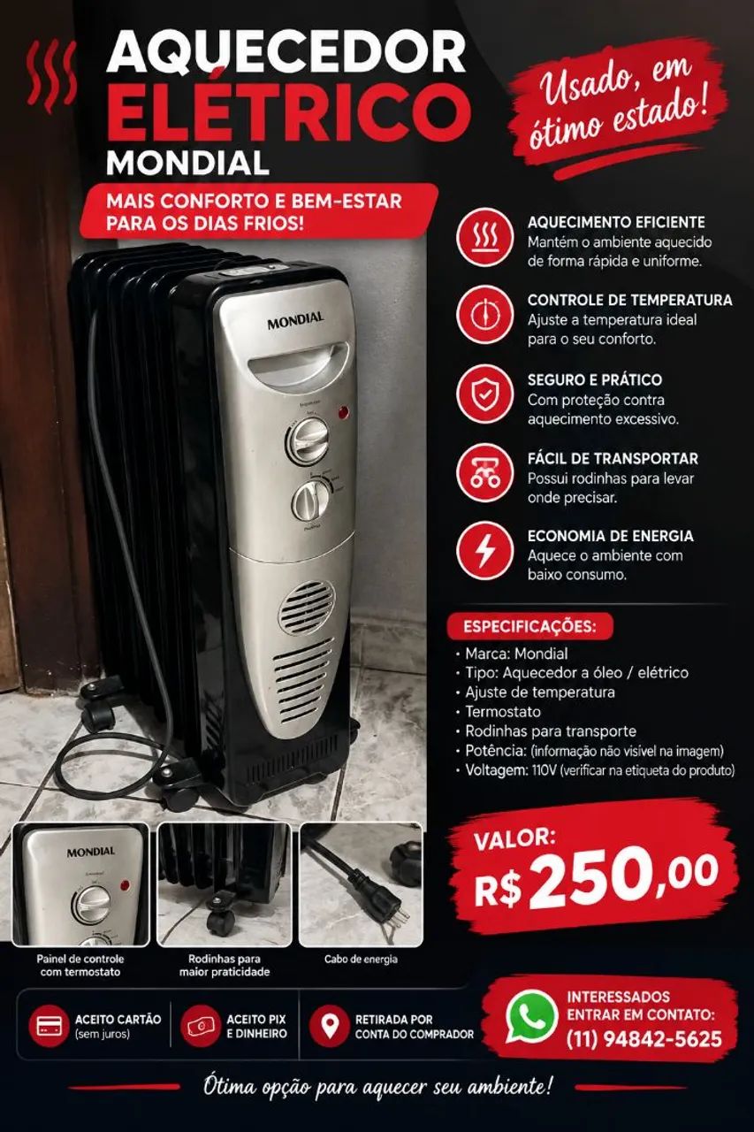 Aquecedor elétrico mondial