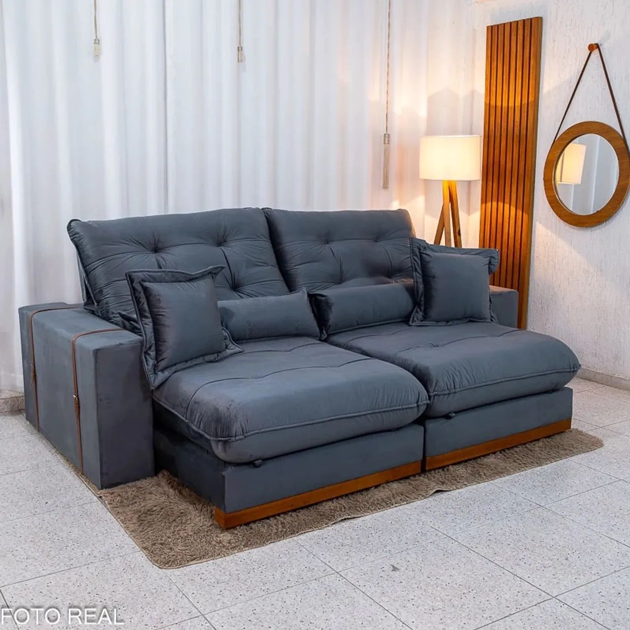 Sofá Retrátil Reclinável Toronto 2.50m Veludo- D33 e Molas Ensacadas Entrega Rápida - Foto 5