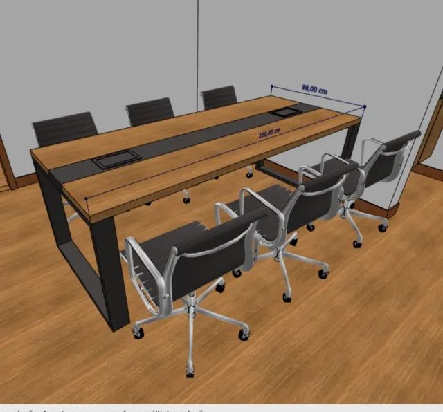 Mesa de Reunião / Trabalho Executiva MDF com Passa-Cabos (Impecável!) - Foto 2