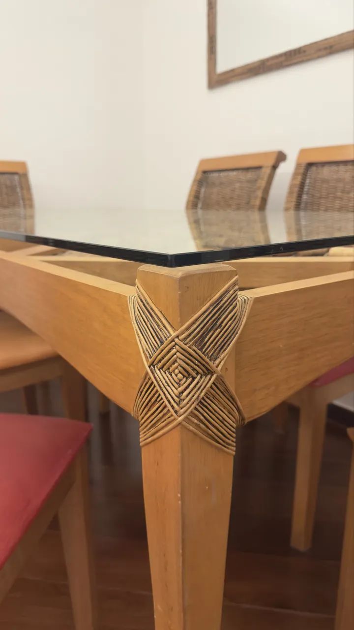 Mesa de jantar com 6 lugares - Tampo de vidro - Foto 5