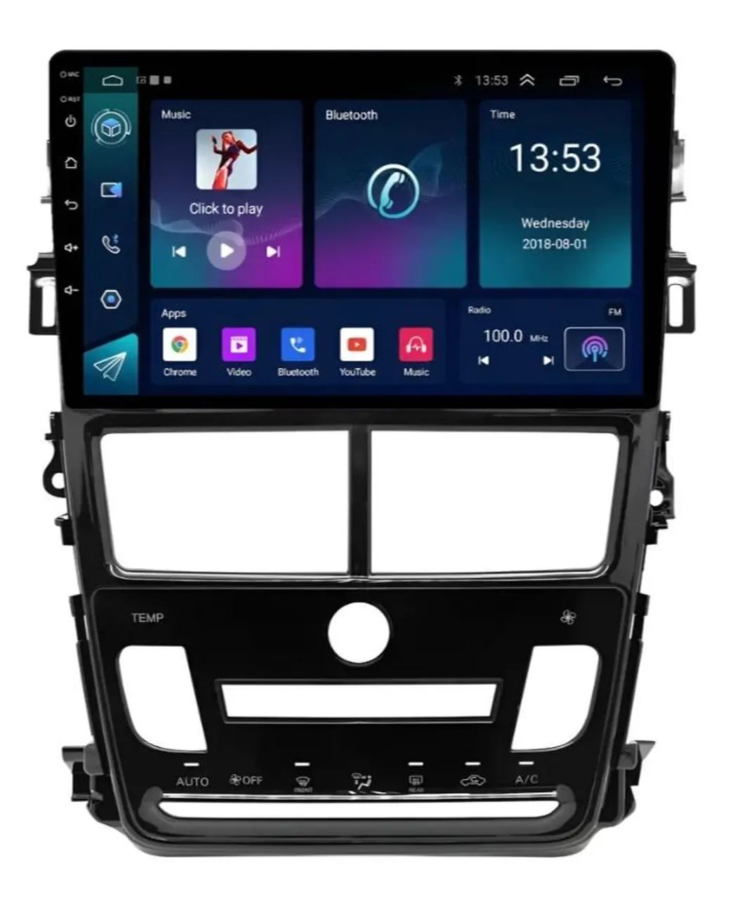 Central Multimídia 9" digital Android para Yaris 2019 a 2022 com carcaça de suporte
