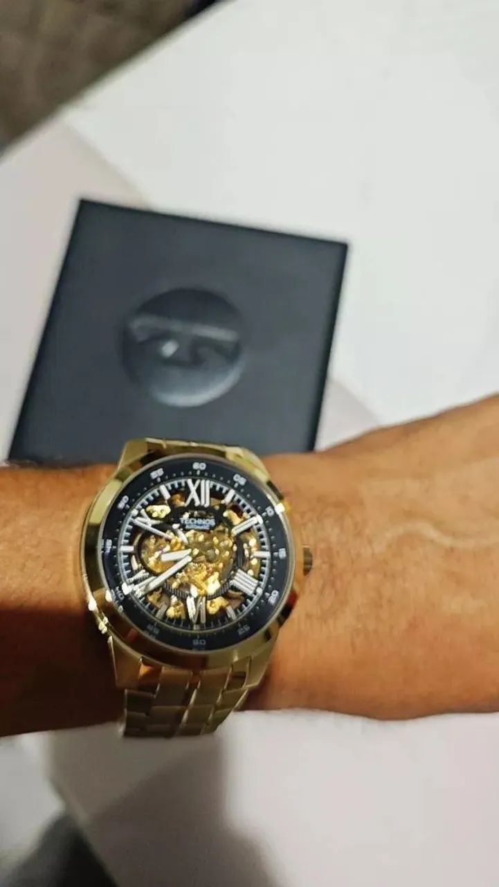 Relógio Technos Automático Dourado Masculino G3265AN 1P - Foto 3