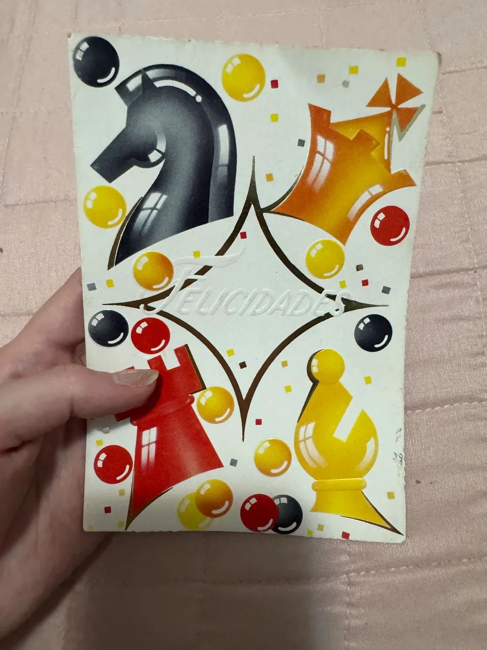 Cartão raro e antigo Felicidades 