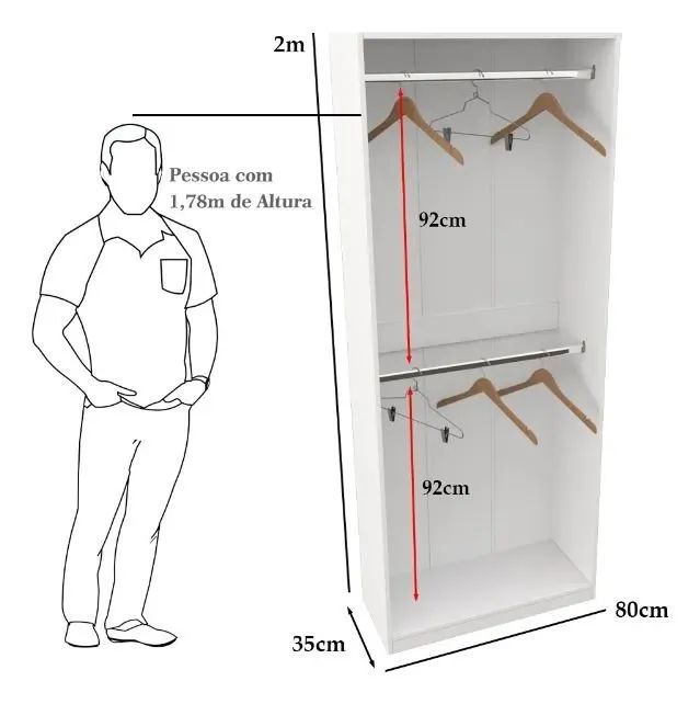 ? Guarda-Roupa Aberto Branco com Cabideiros Duplos - Compacto, Moderno e Funcional! - Foto 2