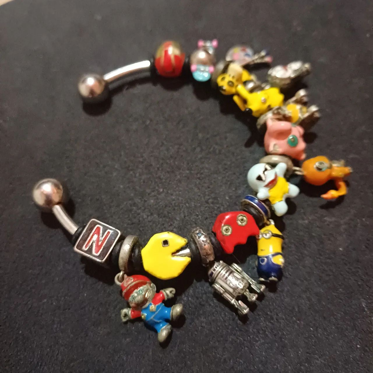 Bracelete de aço inoxidável e berloques de prata 925 - Foto 3