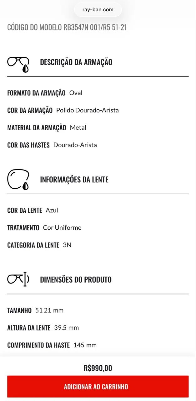 Óculos escuros Ray-Ban oval  - Foto 5