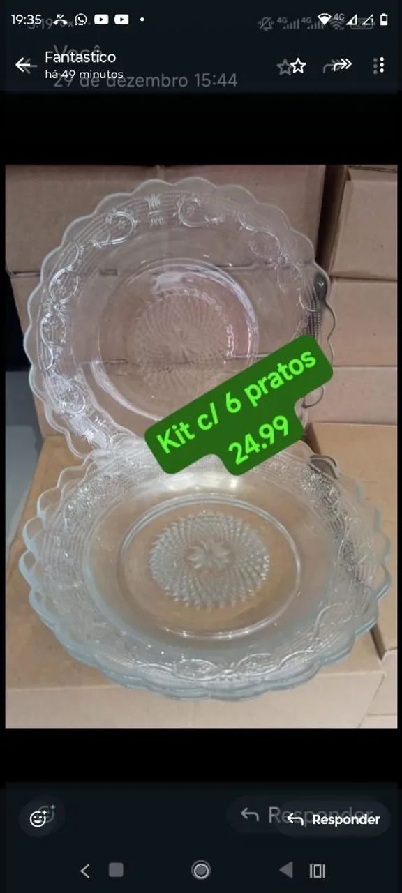 kit  6 pratos  25.0 tudo