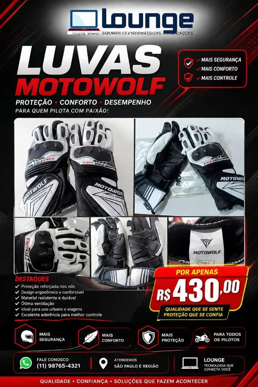 Par de luvas para Motoqueiro 