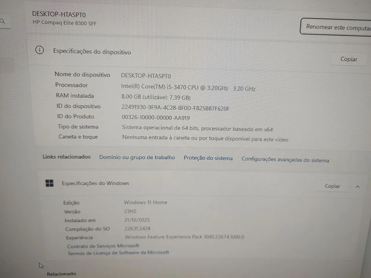 CPU HP - processador I5, HD 500, 8 memoria ram , windows 11. - Foto 4