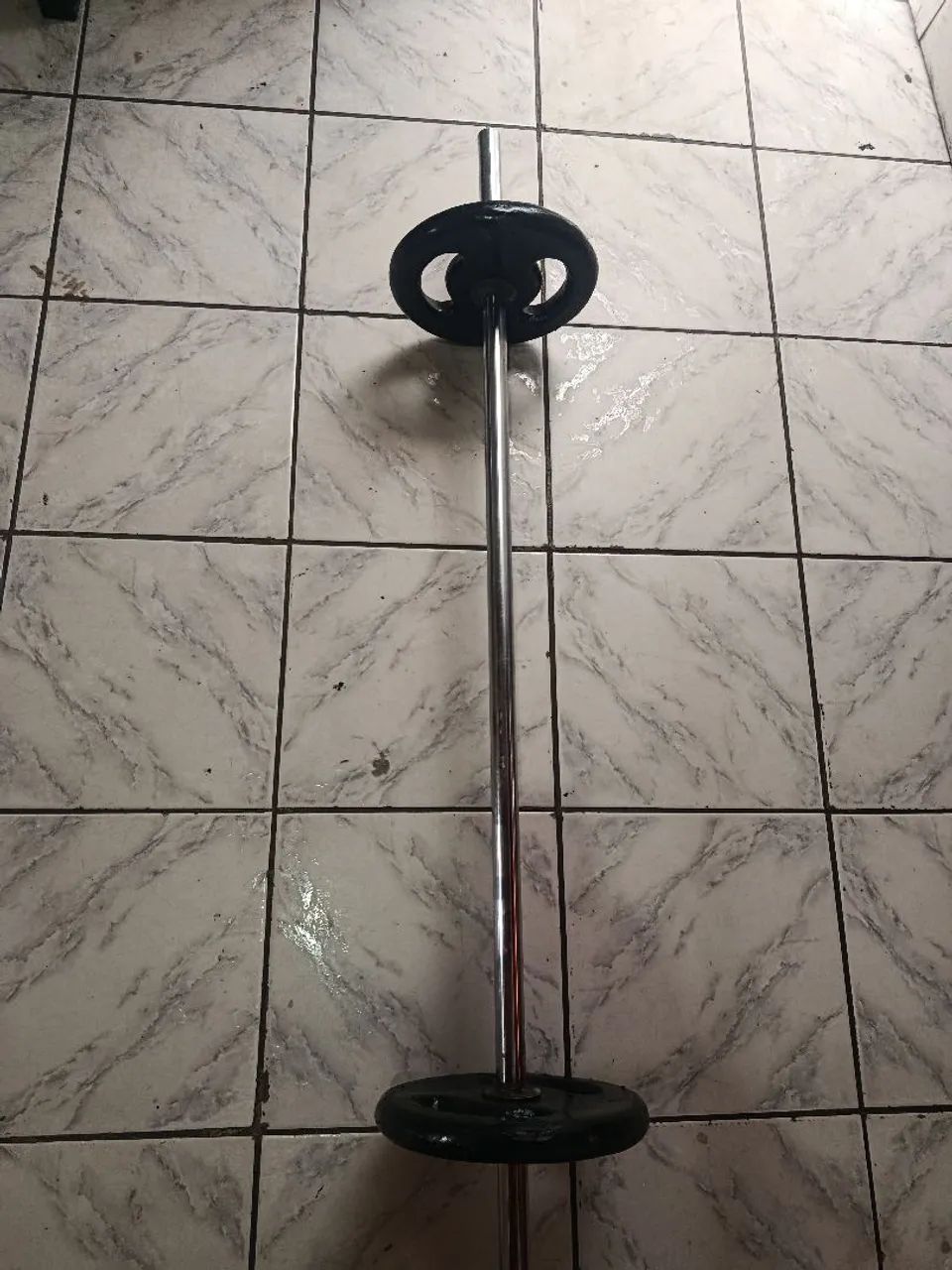 Barra de braço com duas anilhas de 10 kilos  - Foto 2
