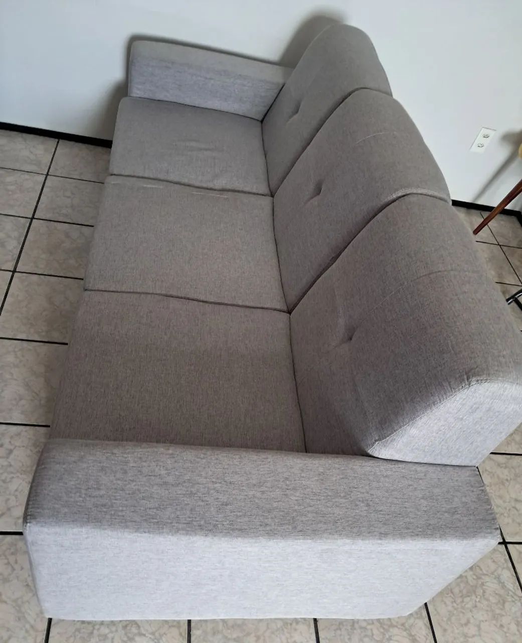LINDO SOFA FIXO 3 LUGARES DE LINHO SUED NOVO  - Foto 4