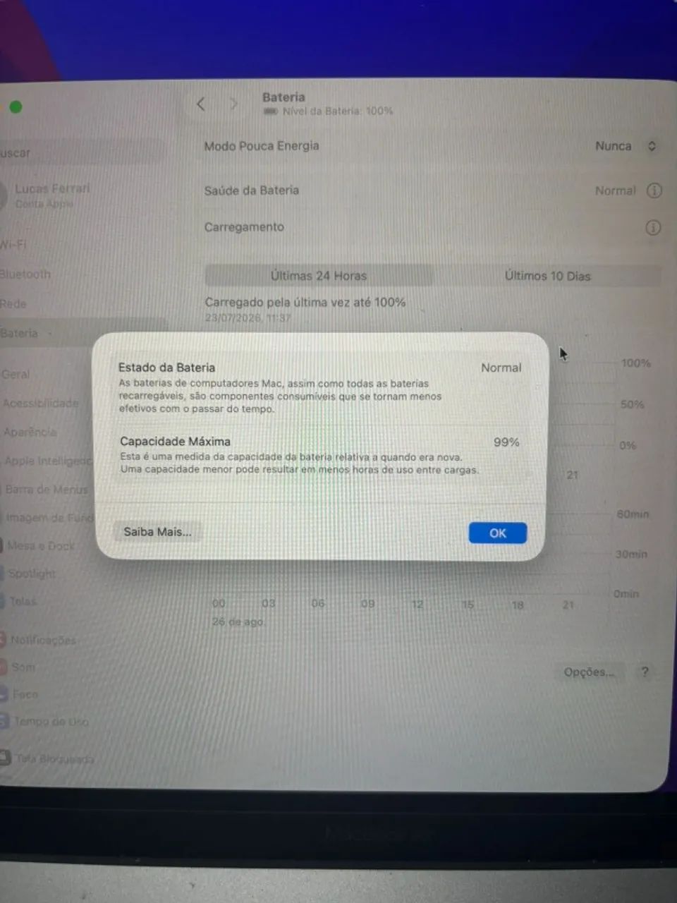 MACBOOK AIR M1 2020 IMPECÁVEL BATERIA 99% - Foto 4