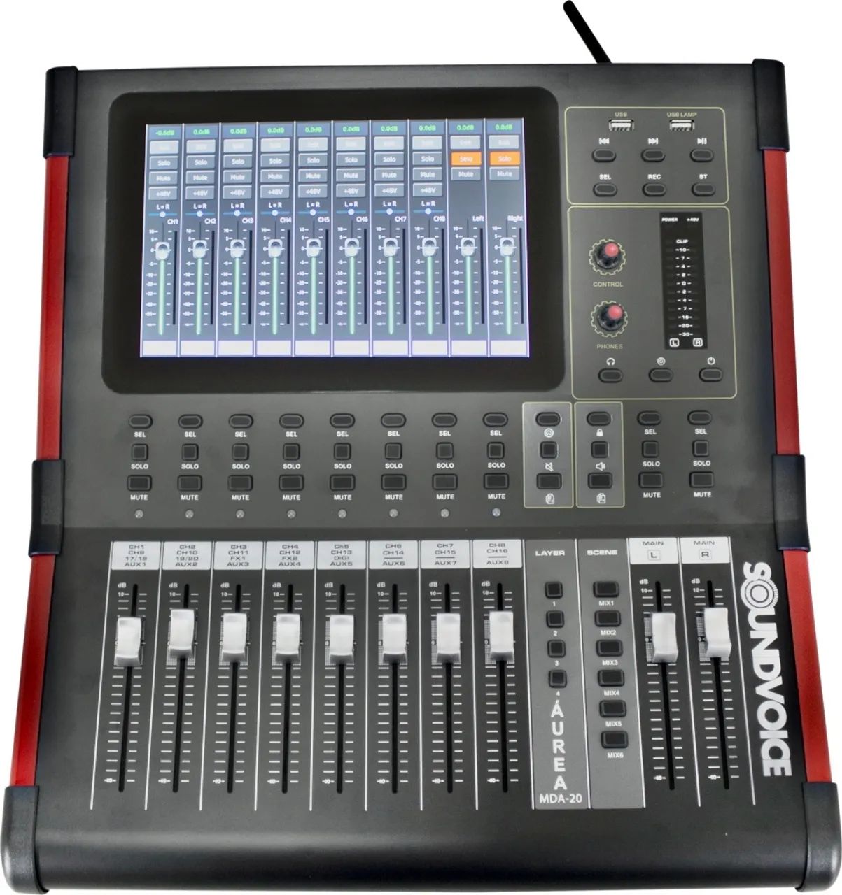 Mesa de som digital e interface de áudio 16 canais multitrack soundvoice mda20 Ñ Atrium 20