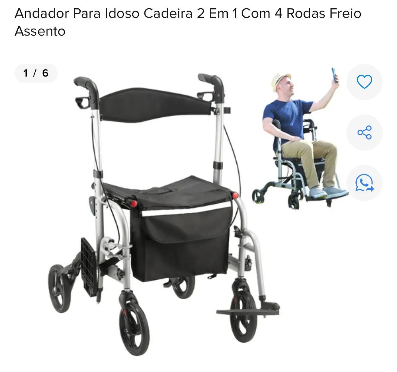 Cadeira de rodas e andador 3 em 1