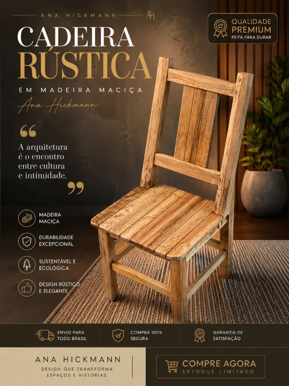 Cadeira Rústica em Madeira Maciça - Fabricamos móveis sob encomenda - Foto 2