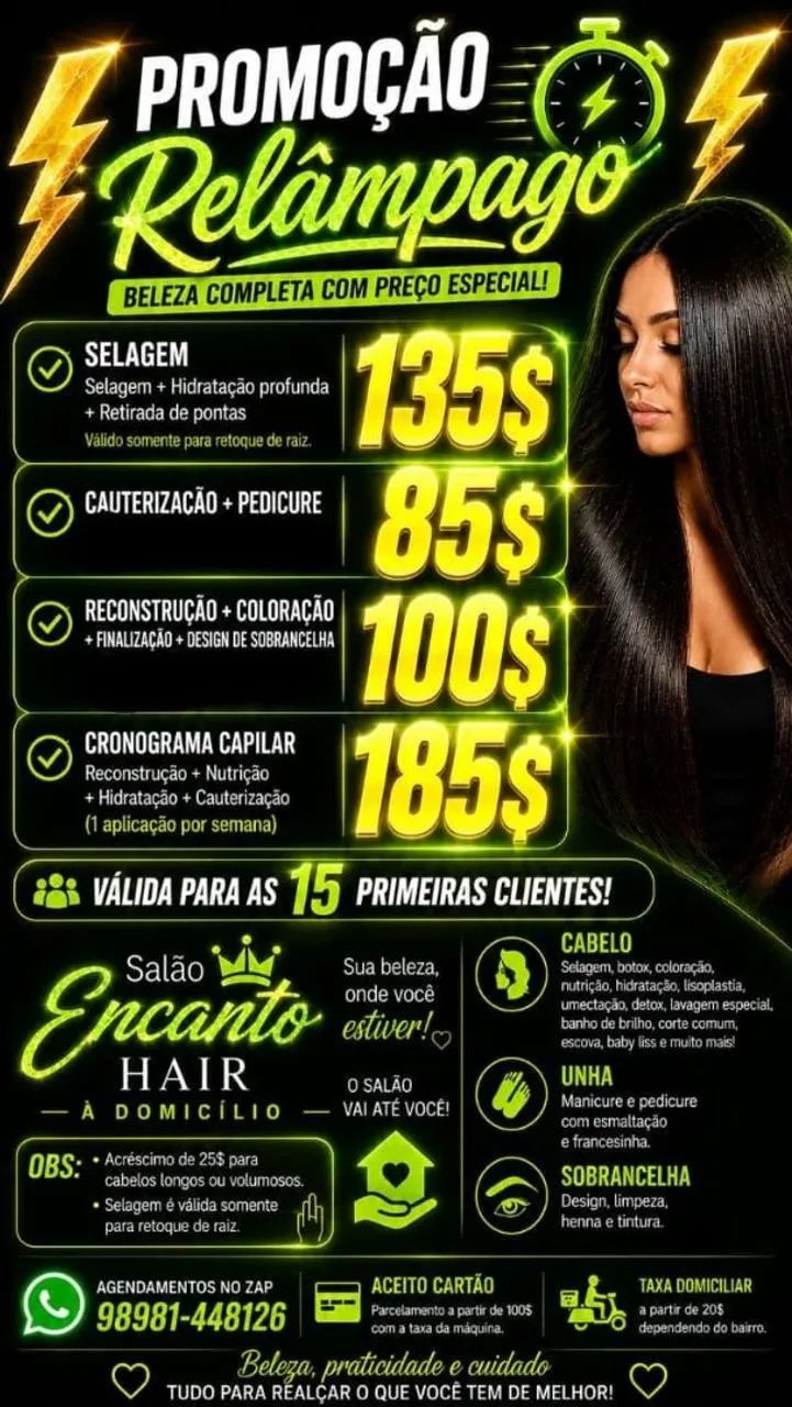 Cabeleireira e manicure á domicílio 