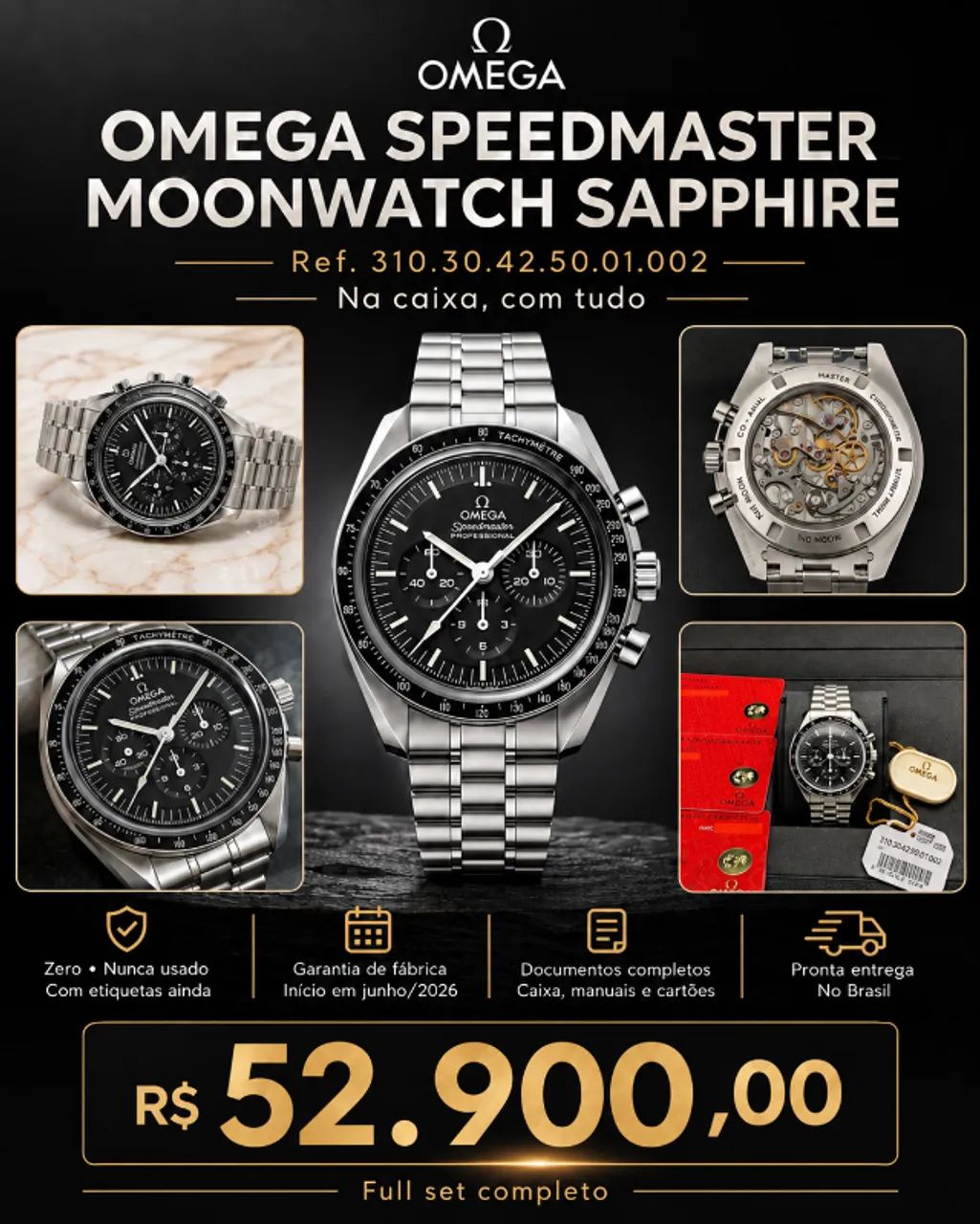 Omega Speedmaster Moonwatch Sapphire 42mm - Zero - Full Set