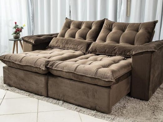 Sala sofá retrátil e reclinavel tecido veludo  - Foto 2